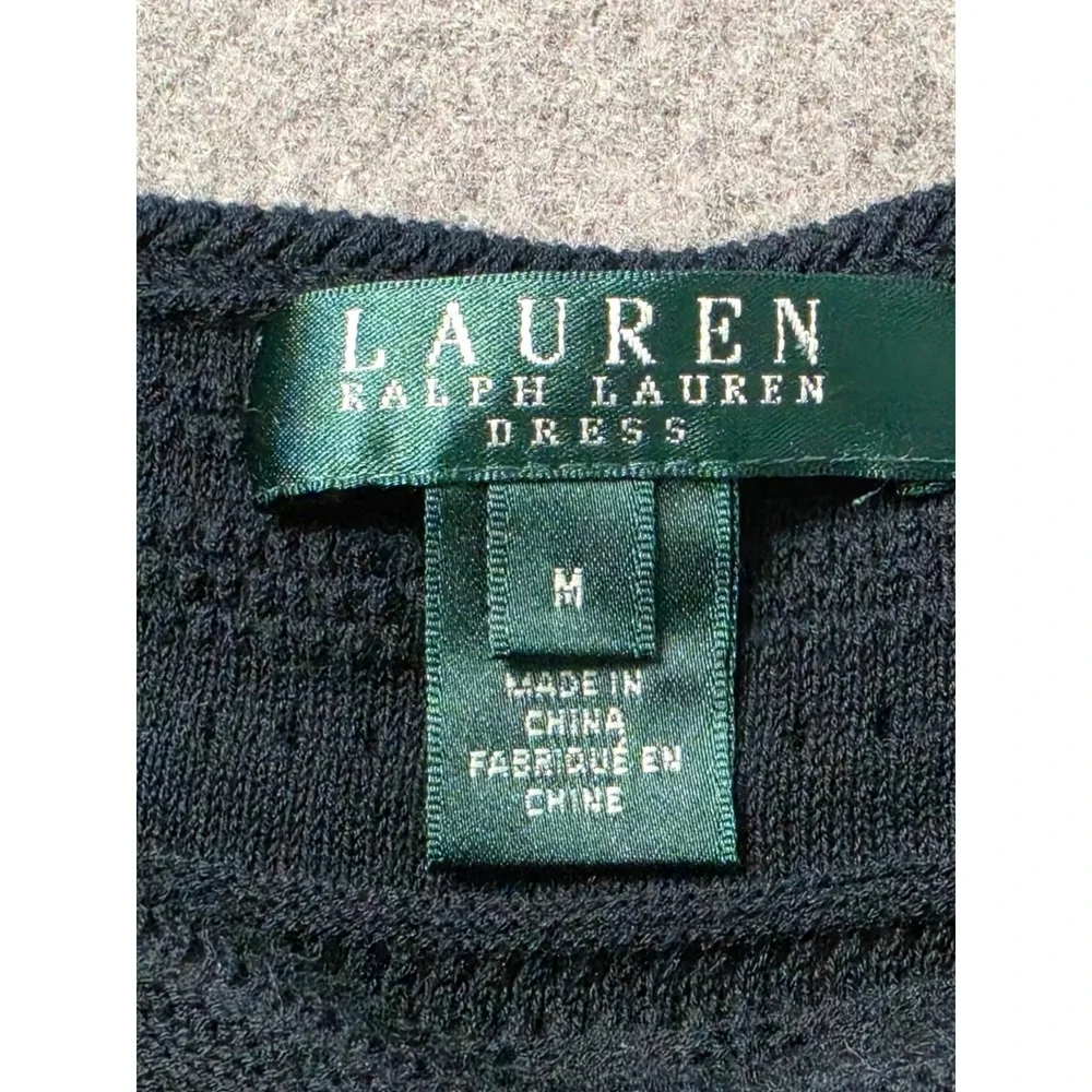 Lauren Ralph Lauren Fit & Flare Dress Womens Medium Black Knitted Sleeveless